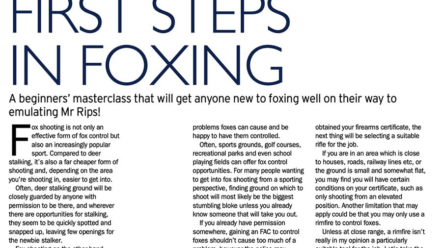 FIRST STEPS IN FOXING - MARK RIPLEY'S BEGINNER MASTERCLASS IN FOX AND VERMIN CONTROL