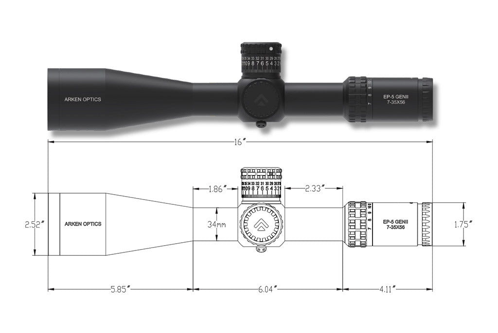 Arken Optics EP5 Gen 2 7-35x56 FFP VPR MOA 34mm Riflescope