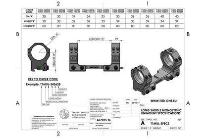 Tier One Picatinny Monomount - Long Saddle
